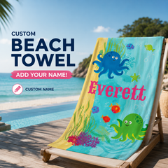 Cute Octopus Ocean Life Nursery Soft Plush Blanket 30x60 Beach Towel