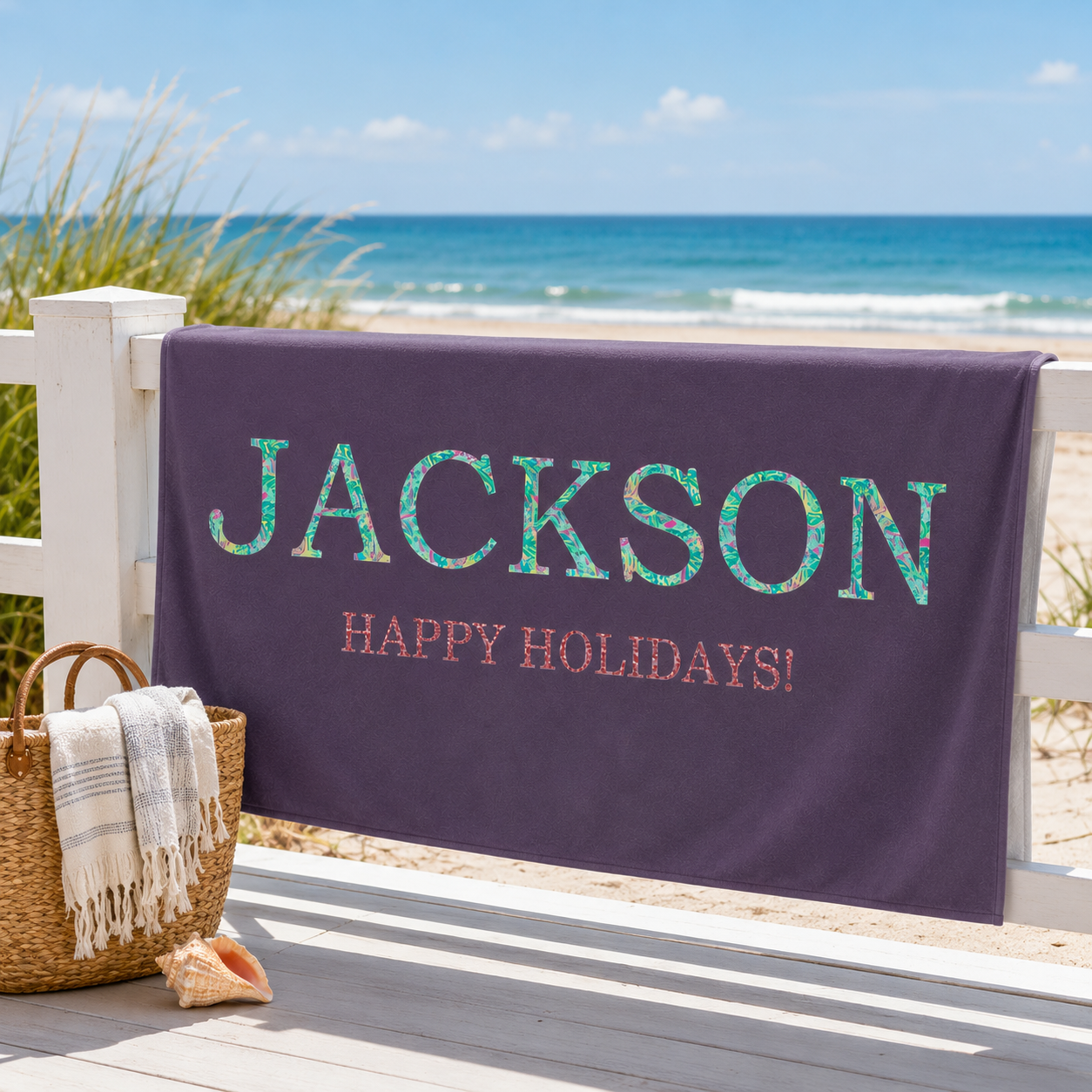 Girl's Colorful Name Personalized 30x60 Beach Towel