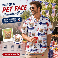Best Dad Ever American Flag Star Mustache Hawaiian Shirt