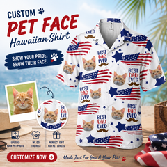 Best Dad Ever American Flag Star Mustache Hawaiian Shirt