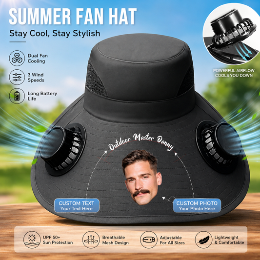 Men/Women Wide Brim Sun Hat with Solar Cooling Fans, UPF50+ UV Protection for Fishing, Hiking, Gardening