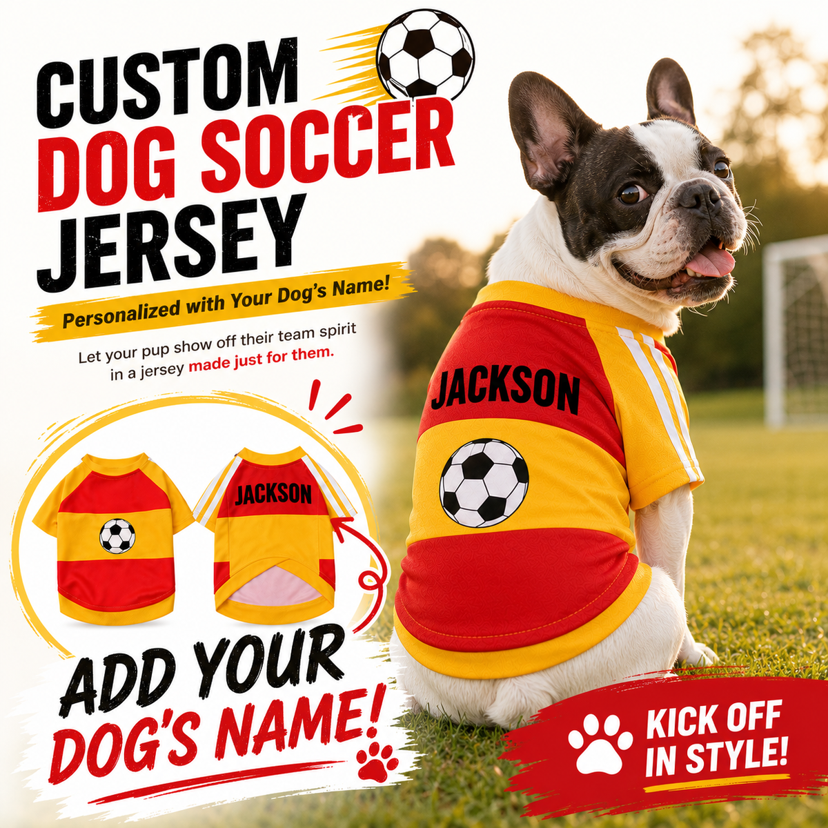 Pet supplies - Dog football clothes Lightweight and breathable sports wear with customizable names