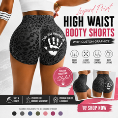 Leopard Print High Waist Booty Shorts with Custom Graphic
