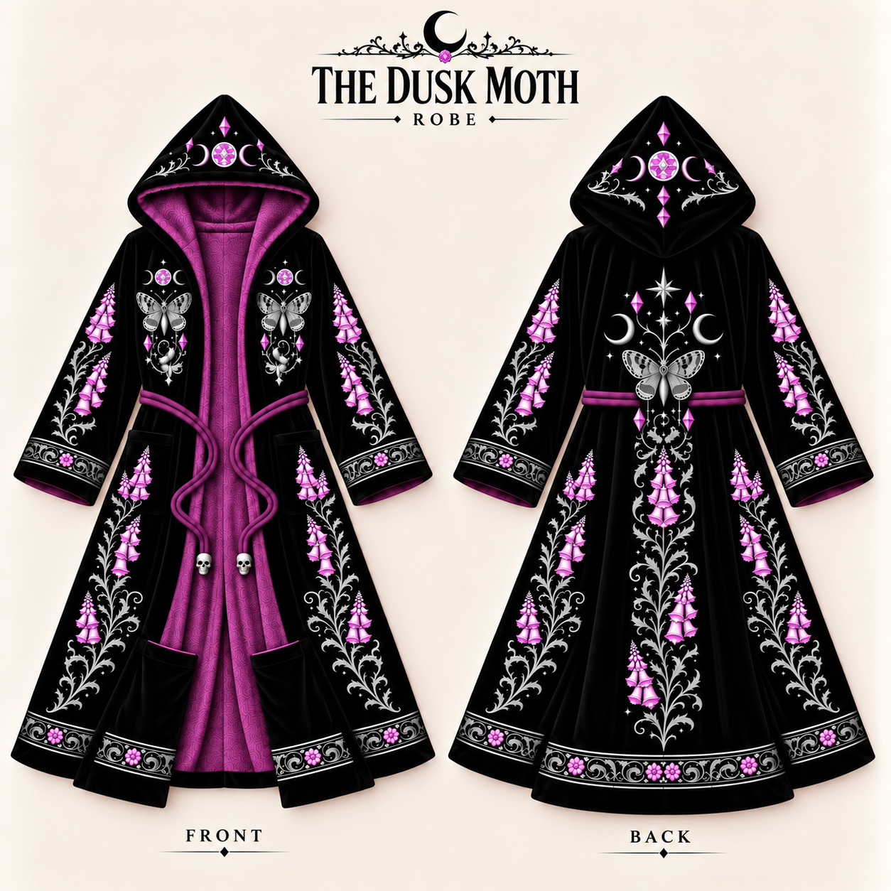 Heated robe Dusk Moth embroidery - product photo 1 of 10