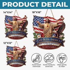 Custom Wood Sign - Personalized America 250th Anniversary Gifts For Mom, Dad, Brother, Sister, Kids - God Bless America