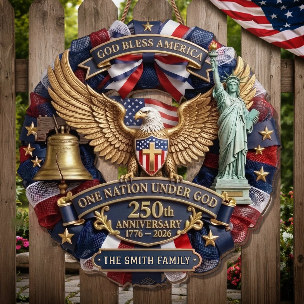 Custom Wood Sign - Personalized America 250th Anniversary Gifts For Mom, Dad, Brother, Sister, Kids - Liberty Never Goes Out Of Style