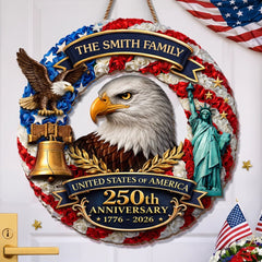 Custom Wood Sign - Personalized America 250th Anniversary Gifts For Mom, Dad, Brother, Sister, Kids - Freedom On Wheels