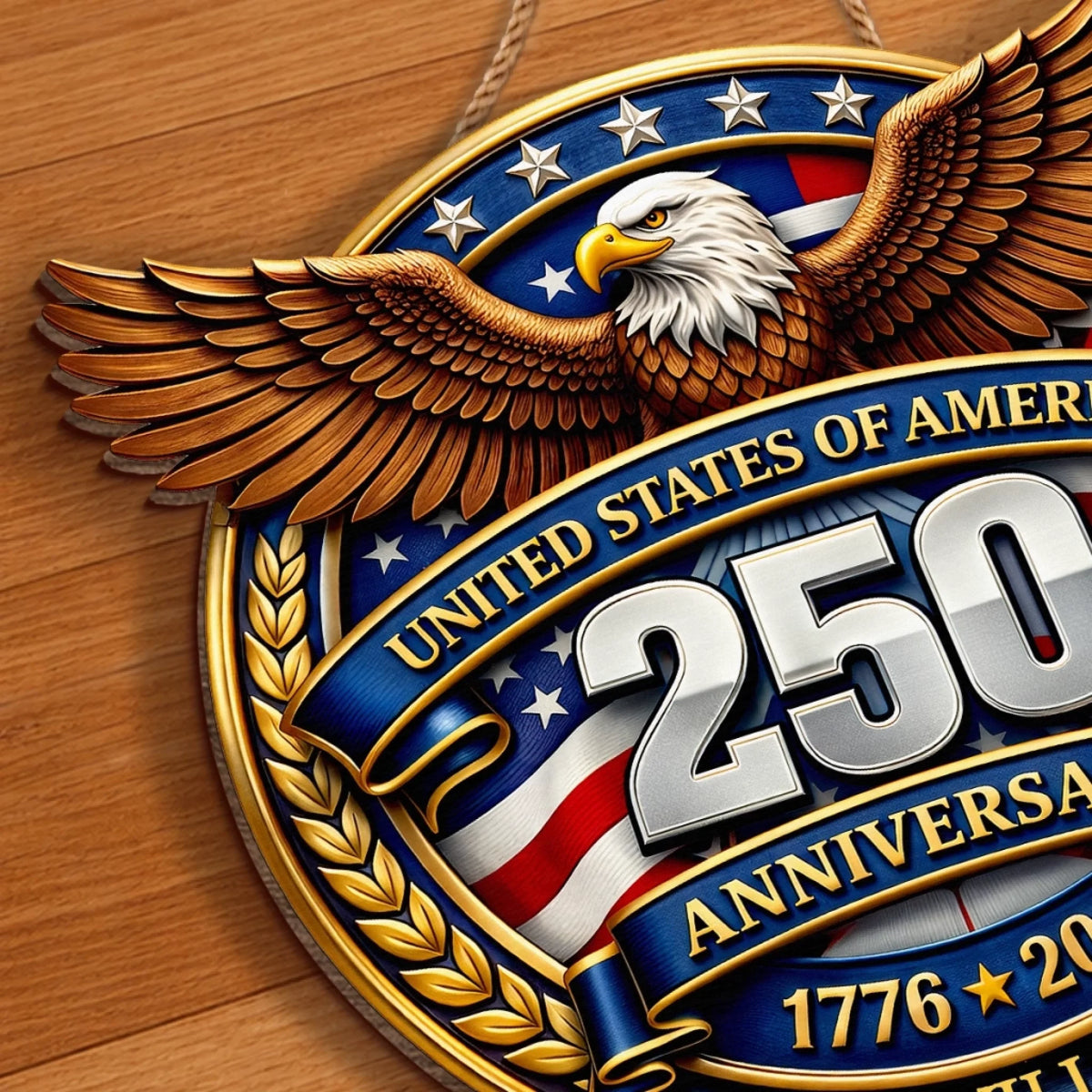 Custom Wood Sign - Personalized America 250th Anniversary Gifts For Mom, Dad, Brother, Sister, Kids - Freedom Lights Our Future