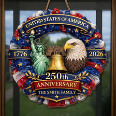 Custom Wood Sign - Personalized America 250th Anniversary Gifts For Mom, Dad, Brother, Sister, Kids - Freedom In Every Heart