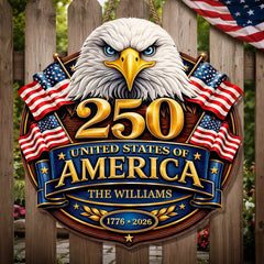 Custom Wood Sign - Personalized America 250th Anniversary Gifts For Mom, Dad, Brother, Sister, Kids - Proud Hearts Stand United