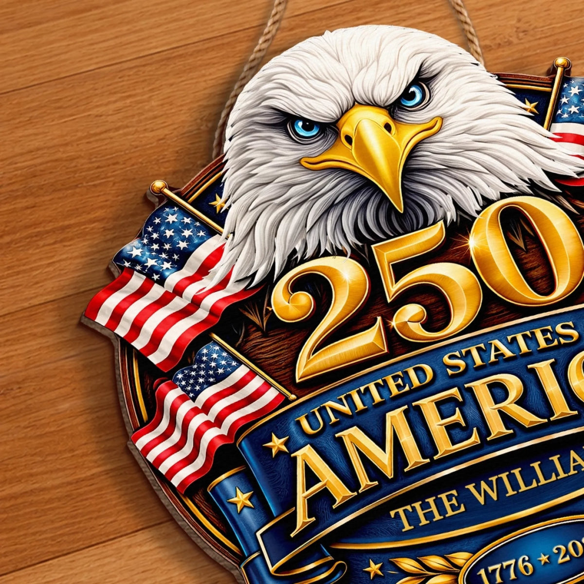 Custom Wood Sign - Personalized America 250th Anniversary Gifts For Mom, Dad, Brother, Sister, Kids - Proud Hearts Stand United