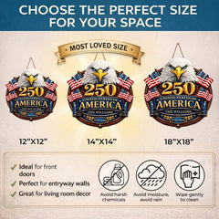 Custom Wood Sign - Personalized America 250th Anniversary Gifts For Mom, Dad, Brother, Sister, Kids - Proud Hearts Stand United