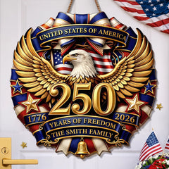 Custom Wood Sign - Personalized America 250th Anniversary Gifts For Mom, Dad, Brother, Sister, Kids - Family And The American Dream