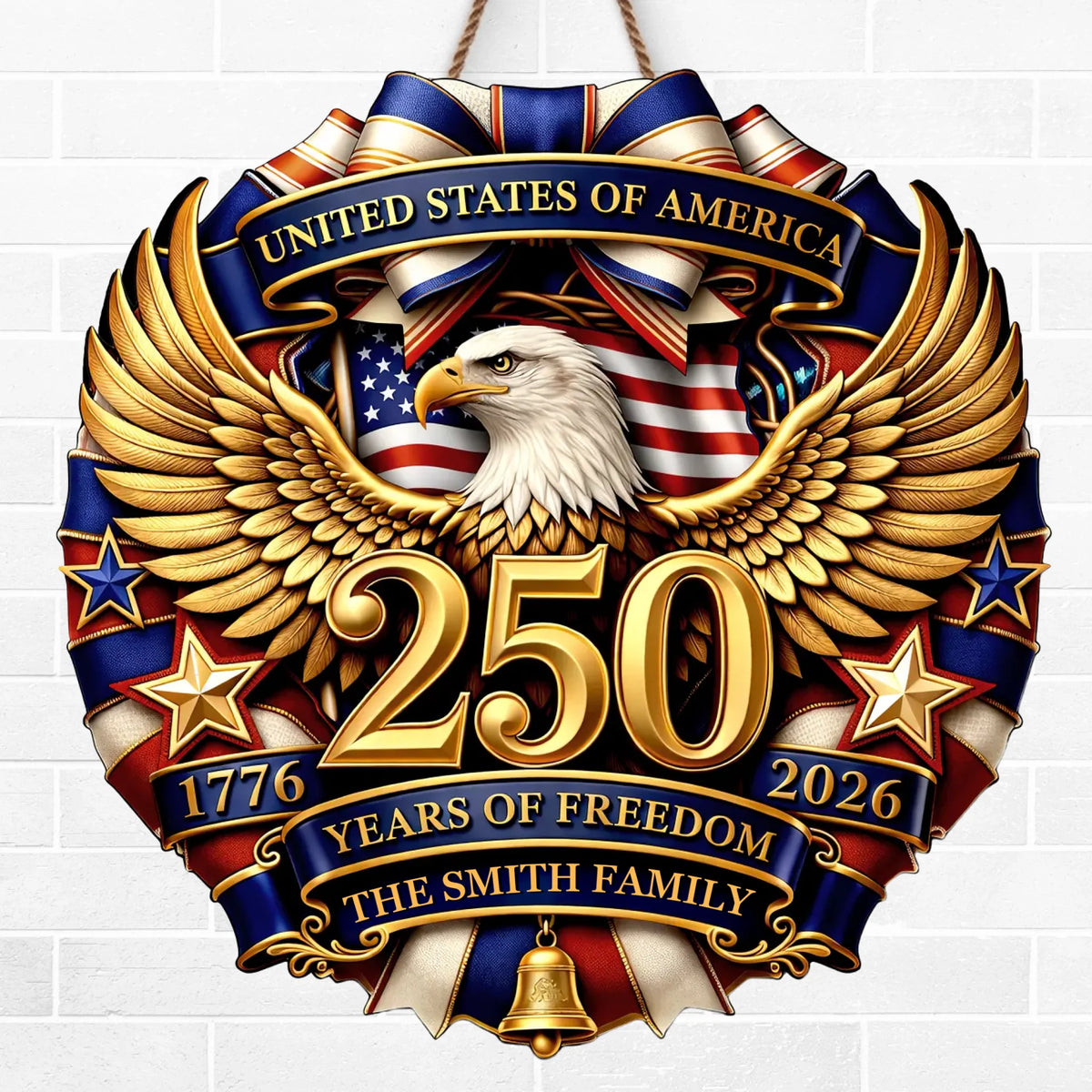 Custom Wood Sign - Personalized America 250th Anniversary Gifts For Mom, Dad, Brother, Sister, Kids - Family And The American Dream