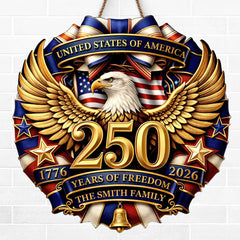 Custom Wood Sign - Personalized America 250th Anniversary Gifts For Mom, Dad, Brother, Sister, Kids - Family And The American Dream