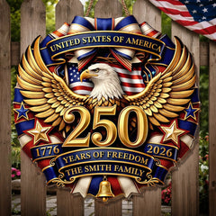 Custom Wood Sign - Personalized America 250th Anniversary Gifts For Mom, Dad, Brother, Sister, Kids - Family And The American Dream