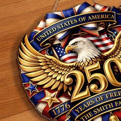 Custom Wood Sign - Personalized America 250th Anniversary Gifts For Mom, Dad, Brother, Sister, Kids - Family And The American Dream