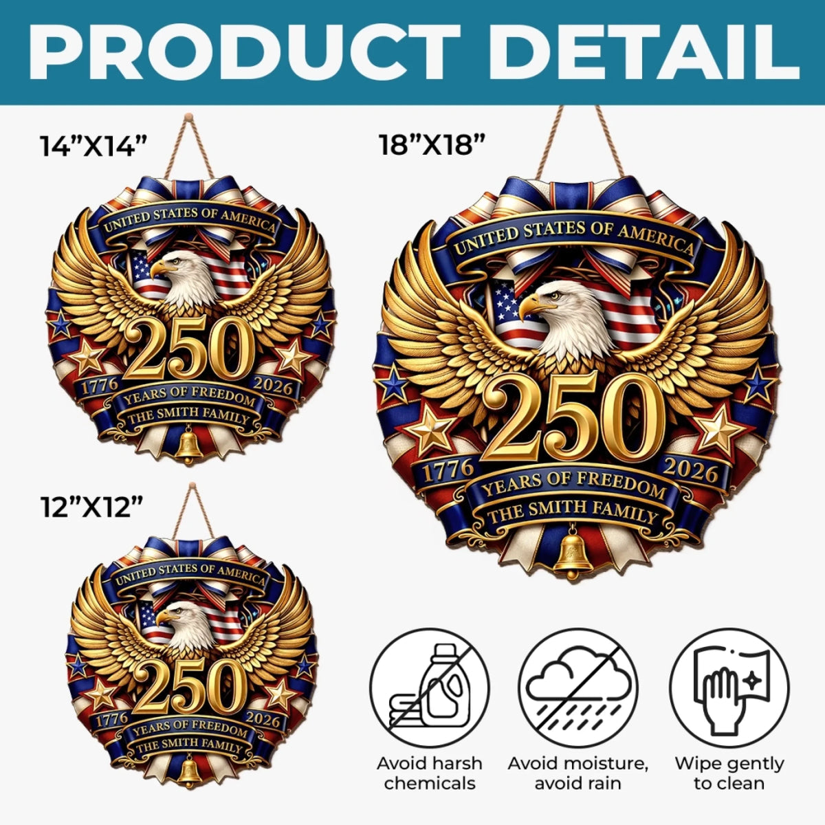 Custom Wood Sign - Personalized America 250th Anniversary Gifts For Mom, Dad, Brother, Sister, Kids - Family And The American Dream