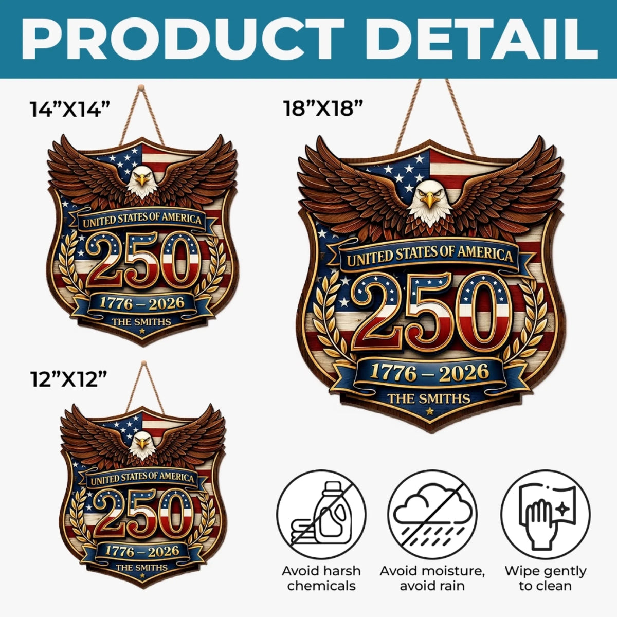 Custom Wood Sign - Personalized America 250th Anniversary Gifts For Mom, Dad, Brother, Sister, Kids - Family Holds Us Together