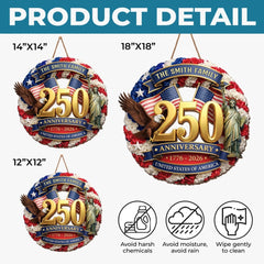 Custom Wood Sign - Personalized America 250th Anniversary Gifts For Mom, Dad, Brother, Sister, Kids - Built On Courage And Hope