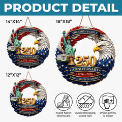 Custom Wood Sign - Personalized America 250th Anniversary Gifts For Mom, Dad, Brother, Sister, Kids - Home Of The Proud