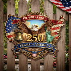 Custom Wood Sign - Personalized America 250th Anniversary Gifts For Mom, Dad, Brother, Sister, Kids - God Bless America And This Home