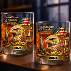 Custom 11oz Whiskey Glass-Personalized America 250th Anniversary Gifts-Raised In Pride