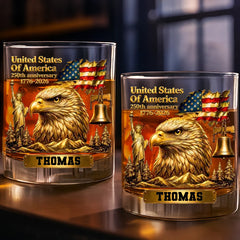 Custom 11oz Whiskey Glass-Personalized America 250th Anniversary Gifts-Raised In Pride
