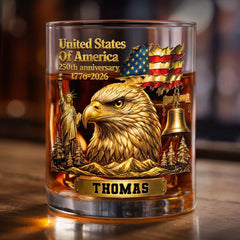 Custom 11oz Whiskey Glass-Personalized America 250th Anniversary Gifts-Raised In Pride