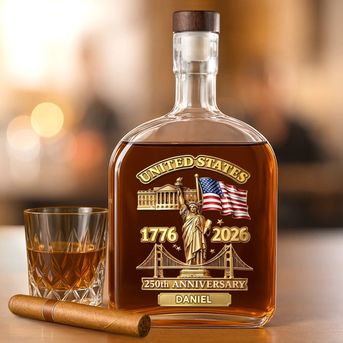 Custom Liquor Decanter-America 250th Anniversary Gifts-Honor The Brave Spirit