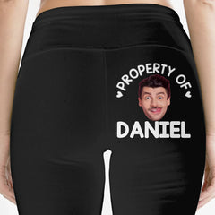 Custom Photo Property Of Me, Handle Like A Queen - Personalized Custom Women Leggings - Gift For Wife, Anniversary