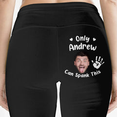 Custom Photo Certified Spanking Zone - Couple Personalized Custom Biker Leggings - Gifts For Wife, Anniversary