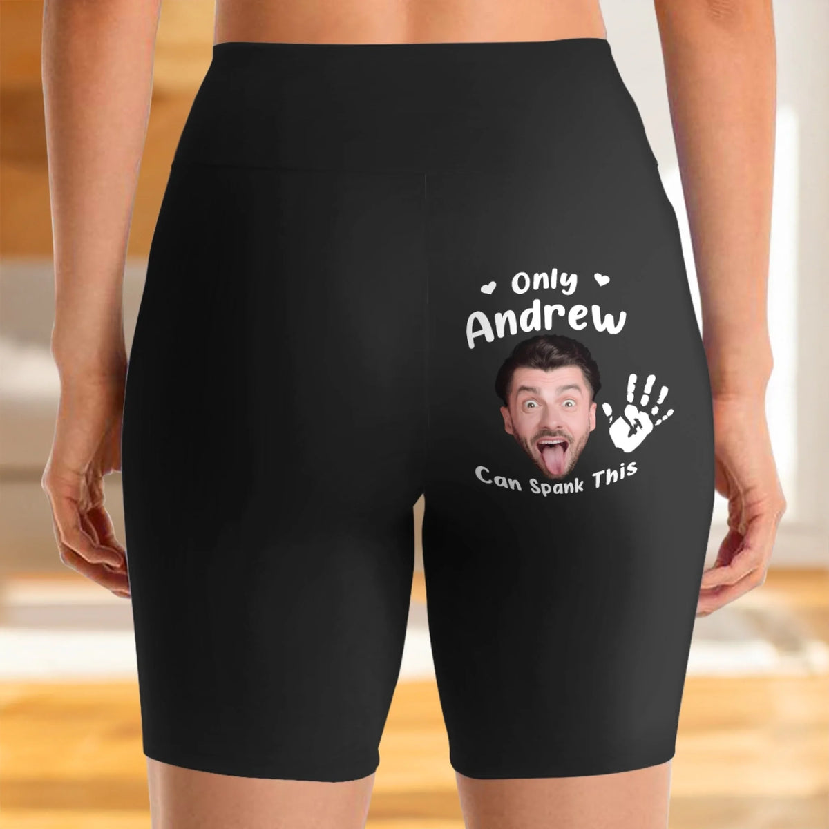Custom Photo Certified Spanking Zone - Couple Personalized Custom Biker Leggings - Gifts For Wife, Anniversary