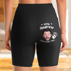 Custom Photo Certified Spanking Zone - Couple Personalized Custom Biker Leggings - Gifts For Wife, Anniversary