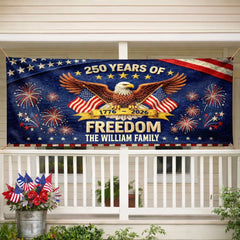 Custom Polyester Outdoor Banner - Personalized America 250th Anniversary Gifts For Mom, Dad, Brother, Sister, Kids - Pride Lives Here