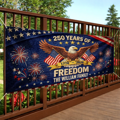 Custom Polyester Outdoor Banner - Personalized America 250th Anniversary Gifts For Mom, Dad, Brother, Sister, Kids - Pride Lives Here
