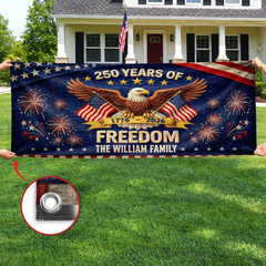 Custom Polyester Outdoor Banner - Personalized America 250th Anniversary Gifts For Mom, Dad, Brother, Sister, Kids - Pride Lives Here