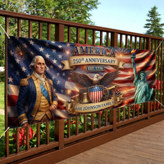 Custom Polyester Outdoor Banner - Personalized America 250th Anniversary Gifts For Mom, Dad, Brother, Sister, Kids - Stars Shine Brighter At 250