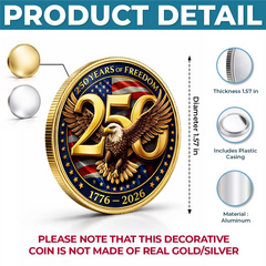 Commemorative Keepsake Coin - America 250th Anniversary Gifts For Women, Men - United In Freedom And Pride