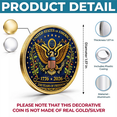 Commemorative Keepsake Coin - America 250th Anniversary Gifts For Women, Men - Strong Roots Bright Future