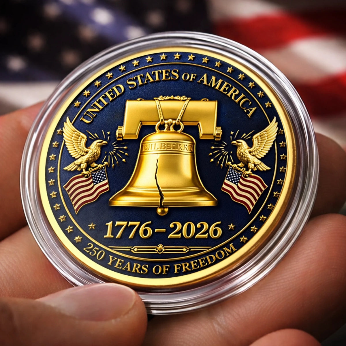 Commemorative Keepsake Coin - America 250th Anniversary Gifts For Women, Men - Freedom Sounds Strong