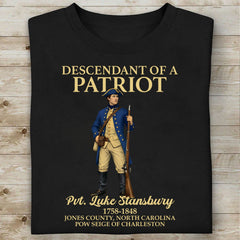 Custom Name Descendant of a Patriot Dark Shirt | Personalized 250 Years USA Sweatshirt | Patriotic Tee