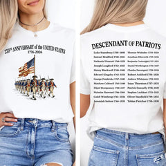 Custom Name 250 Years USA Shirt | Descendant of Patriots Front & Back Shirt | 1776–2026 Patriotic Heritage Tee