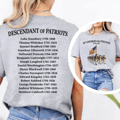 Custom Name 250 Years USA Shirt | Descendant of Patriots Front & Back Shirt | 1776–2026 Patriotic Heritage Tee