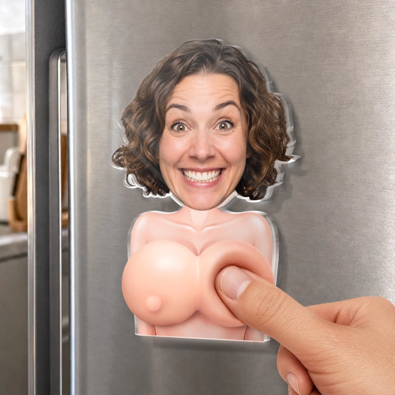 Naughty Gift For Him, Funny Valentine’s Anniversary Gift Upload Face - Personalized Fridge Magnet