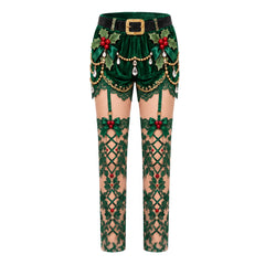 Green naughty knickers - festive Christmas underwear for women