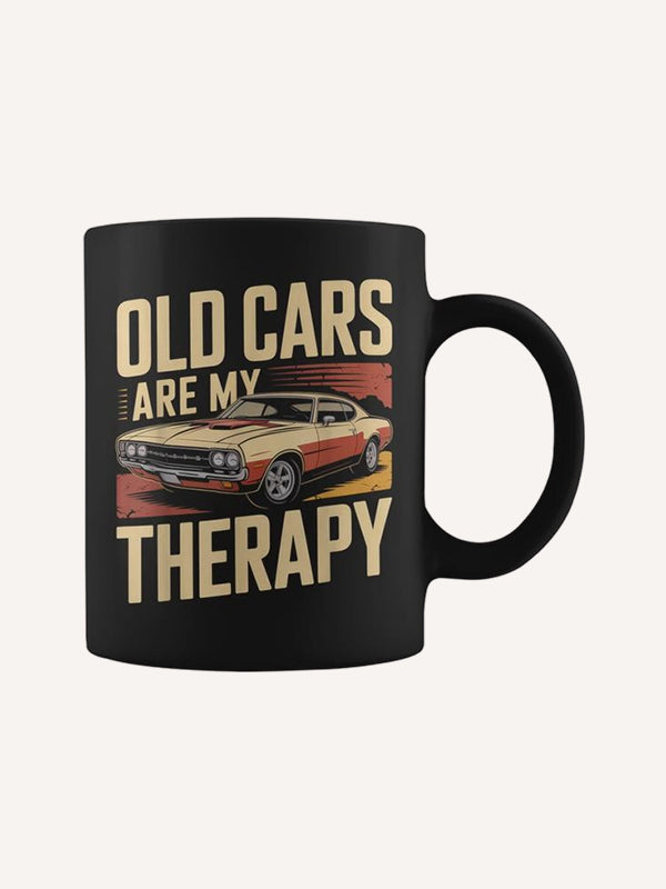 Old Cars Are My Therapy Retro Classic Muscle Car Coffee Mug