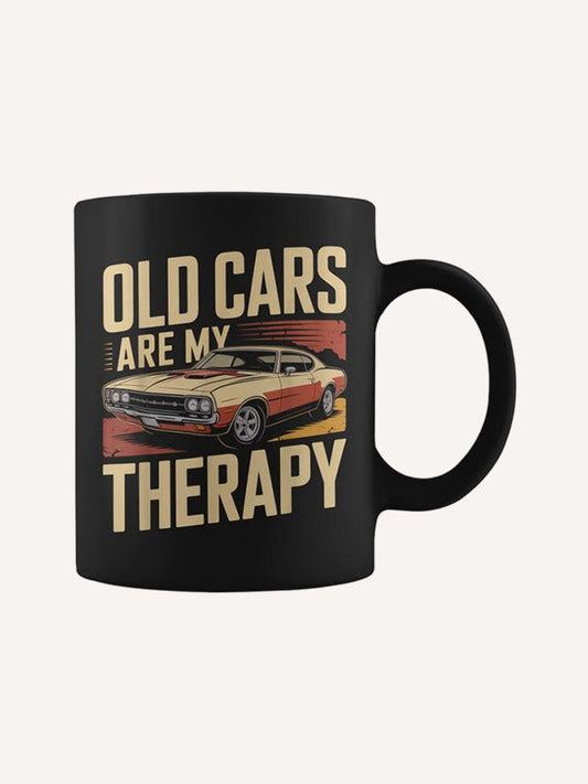 Old Cars Are My Therapy Retro Classic Muscle Car Coffee Mug