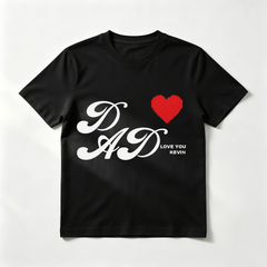 Custom Bold "DAD" Heart T-Shirt – Personalized "Love You" Name and Pixel Heart Tee – Stylish DIY Father's Day Appare