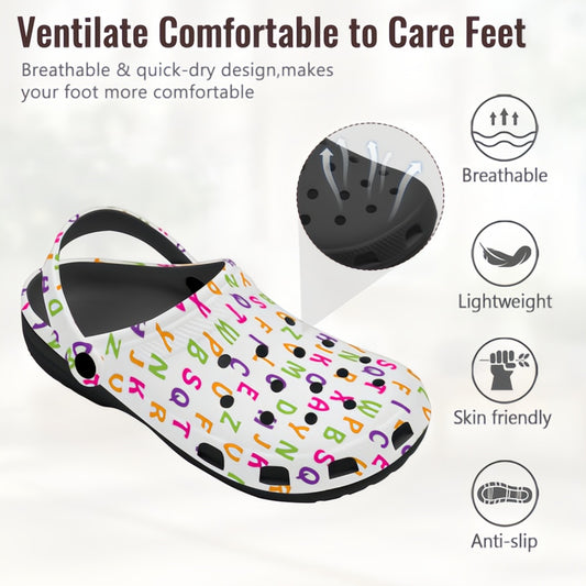 Tropical Floral Print Clogs for Men Women, Summer Palm Leaf Flower Slip On Garden Beach Slides
